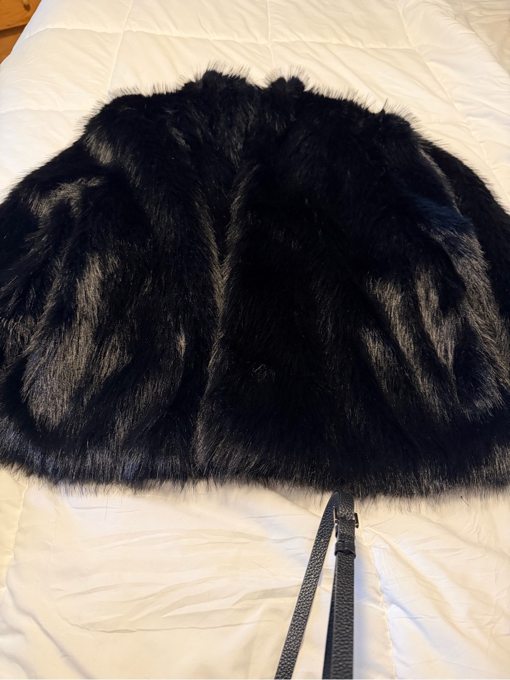 Plush Black Faux Fur Teddy Jacket for Women